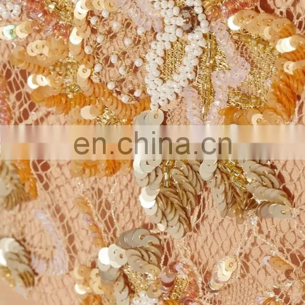 Fashion White Gold Bead and Sequin Embellished Dresses for Women, Silk Gown Evening Dress photo-5