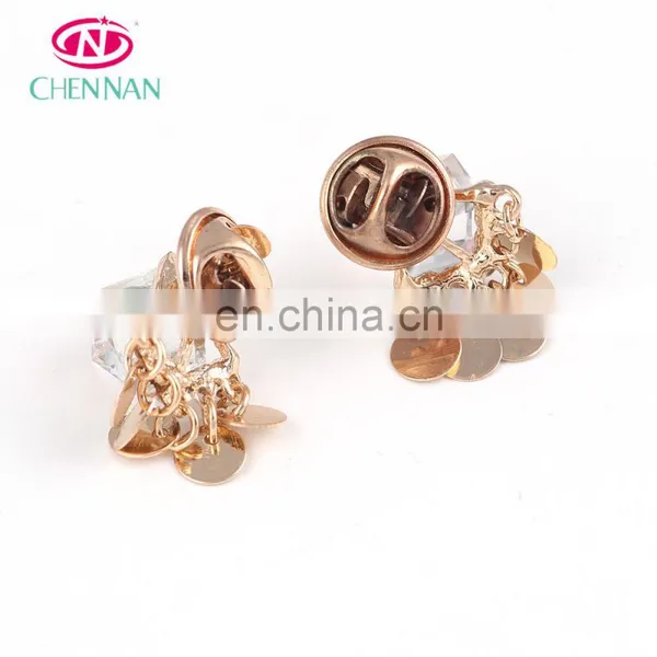 Glass Stone Button Costume Shirt Brooch for Clothing Collar Decoration Shiny Plating Golden photo-3