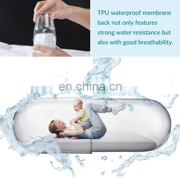 100% Polyester 39x75+15 Plain Water Proof Bed Protector Mattress Cover photo-3