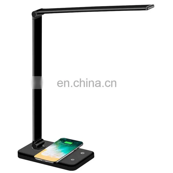 Custom LOGO OEM Modern Metal Bedside Led Table Lamp Phone Wireless Charging Desk Lamp photo-2