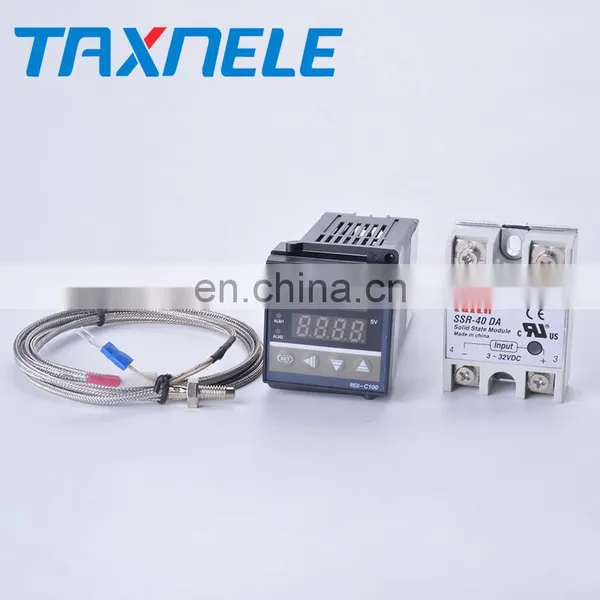 Digital PID Temperature Controller REX-C100 REX C100 Thermostat With 40DA SSR Relay K Thermocouple 1m Probe RKC SSR-40DA photo-2
