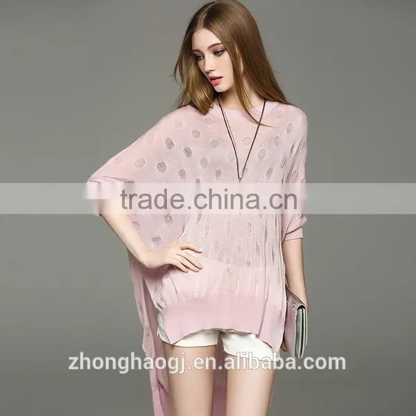 Lastest Fashion Ladies Linen Hollow Batwing Sleeve Summer Sweater With Best Price photo-4