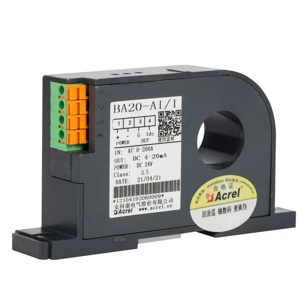 Acrel Power Supply DC24V/12V Strong Overload Capability, Low Power Electrical Current Transducer BA20-AI/V Input AC0-200A