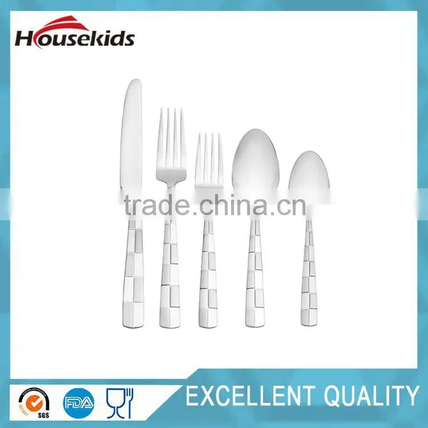 Silver Checkered Stainless Steel Flatware photo-4