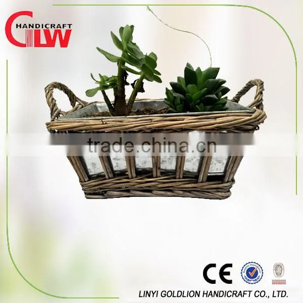 Wicker Flower Pot With Iron Bucket, Handmade Flower Pot,indoor Flower Pots photo-2