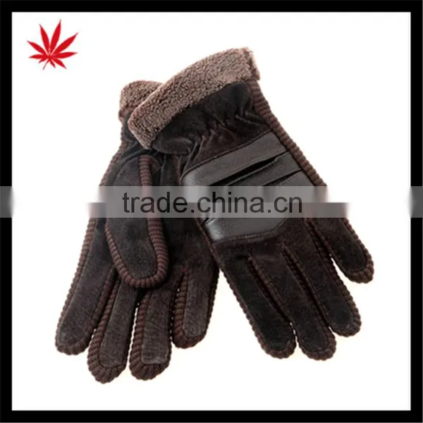 2016 Hot Selling Womens Warm Suede Gloves With Knitted Wrist photo-2