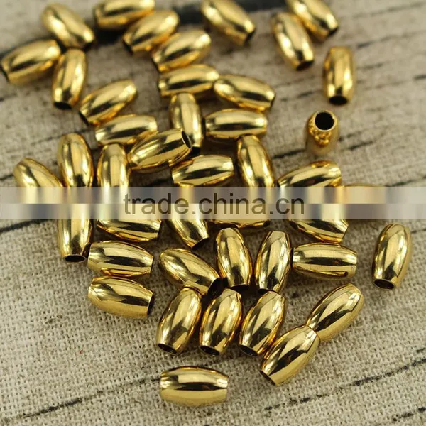 JS1229 Wholesale Gold Plated Brass Drum Beads,gold Rice Spacer Beads Quality Choice