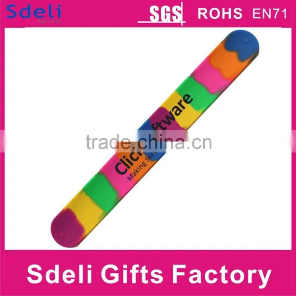 Cheap Custom Print Silicone Slap Wide Slap Bracelet photo-6