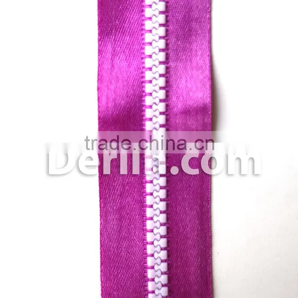 Orange Purple 2016 Design Colour Satin Tape Plastic Zipper photo-2