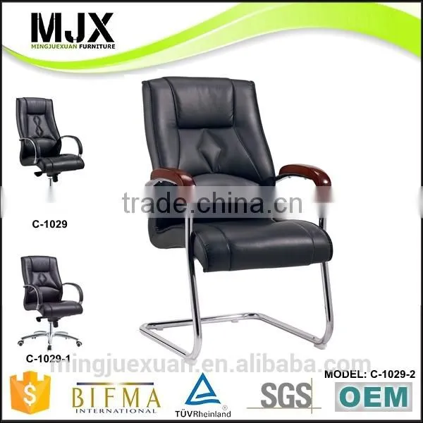 Modern Office Furniture Low Price Visitor Chair Black Genuine Leather Office Chair With no Wheels Quality Choice Most Popular photo-6