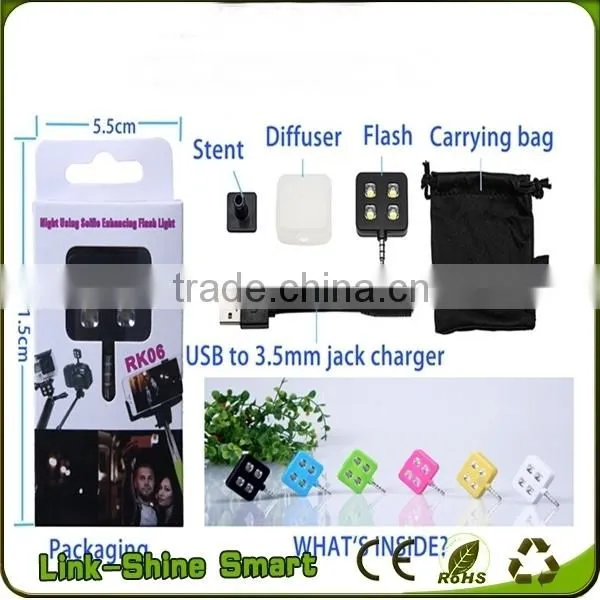 Portable Mini 4 LED External Flash Fill Light Selfie Lamp For IPhone 6 photo-2