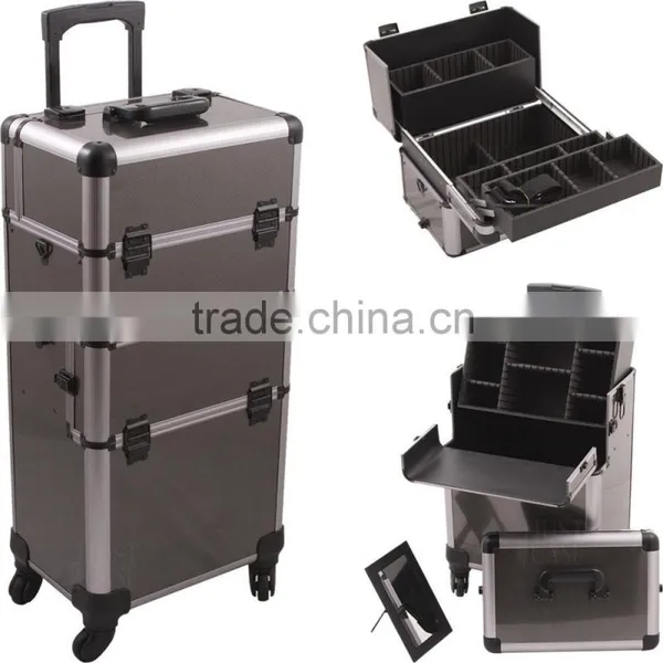 Rolling Makeup Case Pro Cosmetic Hair Stylist Storage Wheeled Trolley photo-3