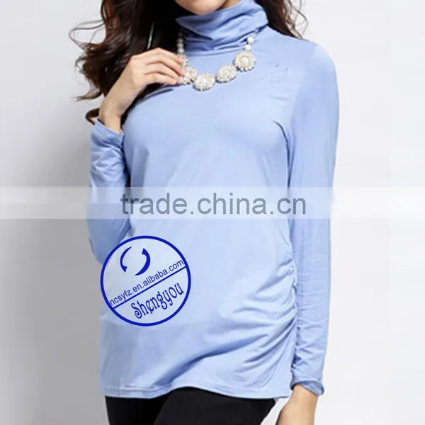 Custom Spandex Cotton Turtleneck Maternity Tshirt photo-3