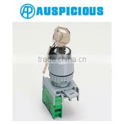 22mm IP65 waterproof 2 Position Key Lock Selector Switch, Key Operated Switch Drawable/Non-drawable (GKS/GKSN222)