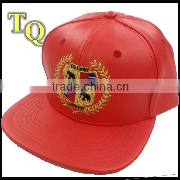 amazing red custom 6panel pu leather baseball caps