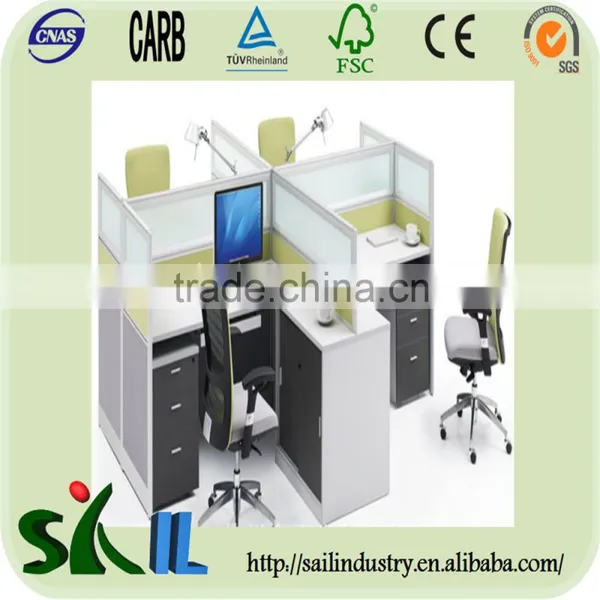 Modern Office Desks Four People Wood Computer Workstation photo-3