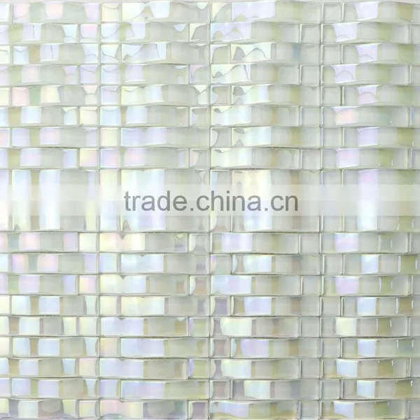 Foshan Mosaic Iridescent Arch Crystal Glass Mosaic Tile for Wall Decoration 080-Ire