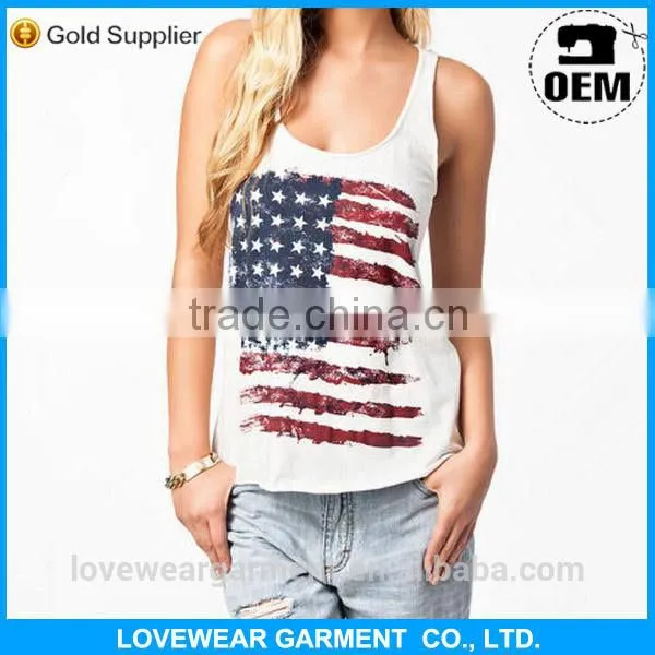New Fashion Custom Pattern US Flag Womens Tank Top Wholesale
