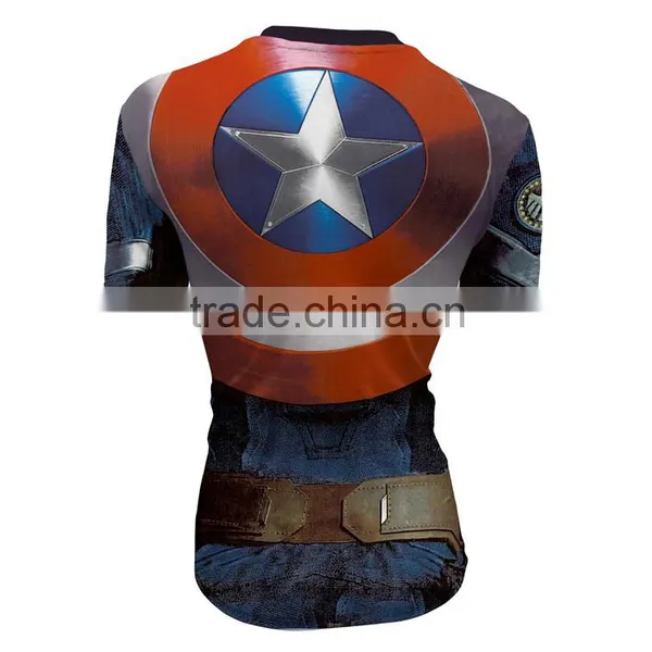 Wholesale Clothing Apparel Shorts Sports Running Tights Spandex Slim 3D Printing t Shirt photo-3