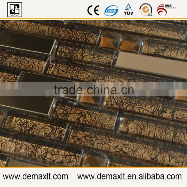 Brown Crystal Strip Glass Mosaic Tile for Balcony Wall Decor photo-4