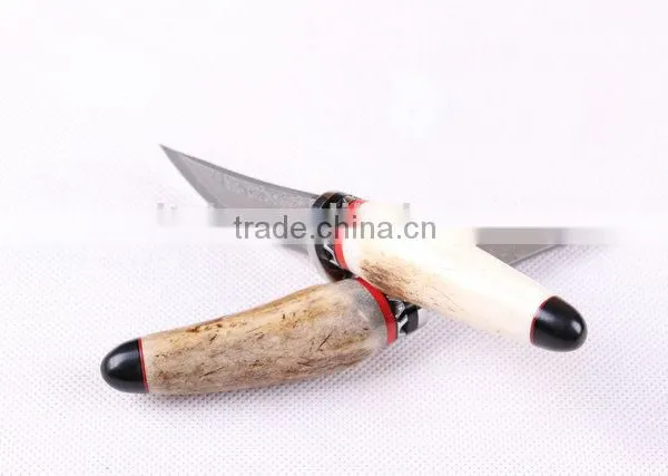 OEM Wild Antlers Deer Horn Damascus Small Collection Knife photo-2