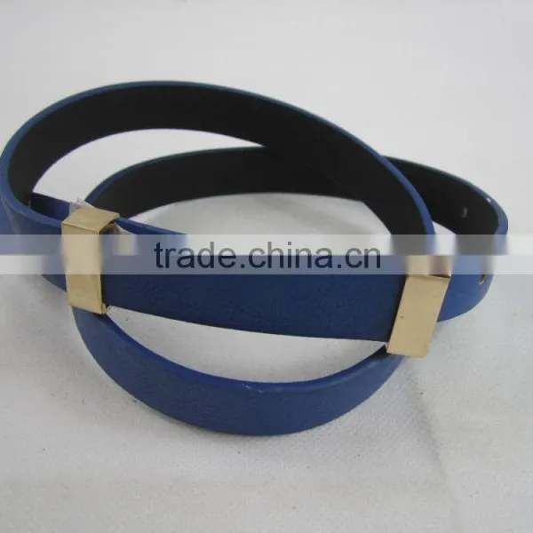 Blue Cheap Skinny PU Leather Ladies Belts photo-3