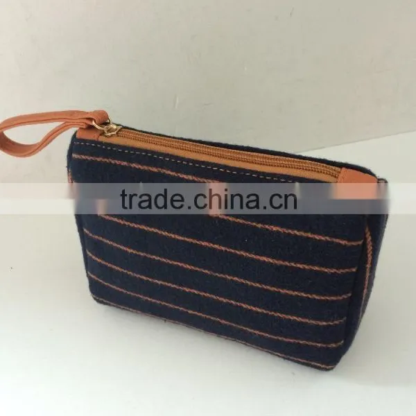 New Arrivel Strip Woolen Fabric Women Tote Bag With Cosmetic Bags photo-5