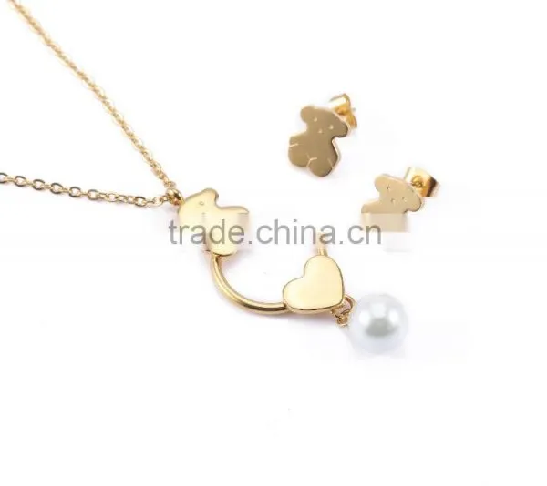 Chile Hot Selling High Quality Factory Price 18k Gold Plated Bear Design Charming Jewelry Set photo-3
