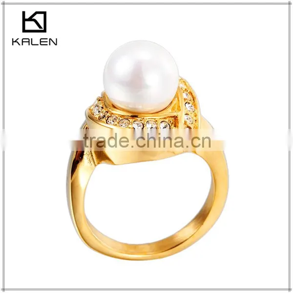 High Quality Stainless Pearl Gold Ring Designs for Men photo-2