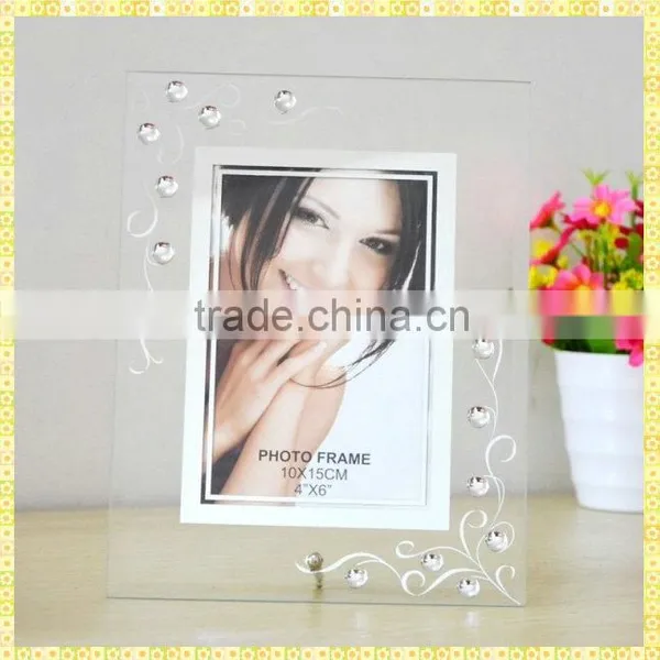 New Arrival Flower Glass Photo Frame For Desktop Centerpieces