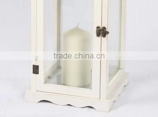 Cheap Wooden Lantern With Metal Top White Color photo-6