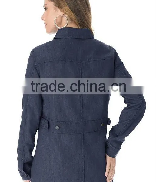 Least Design Women's Plus Size Long Jean Varsity Jacket photo-2