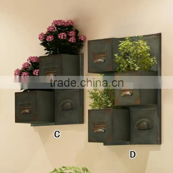 Country Design Grey Finish Verticle Wall Planter Antique photo-4