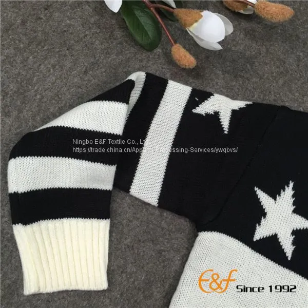 Black-white Stars Jacquard Pullover Sweater photo-4