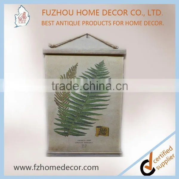 Classical Linen Printing Wall Scroll With Wooden Frame for Home Decor photo-4
