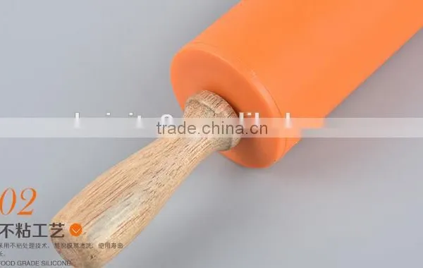 CY133 New Wood Handle Colorful Silicone Rubber Rolling Pins photo-2