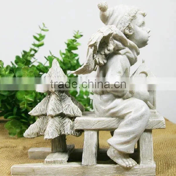 Winter Christmas Resin Angel Boy Angel Figurines photo-2