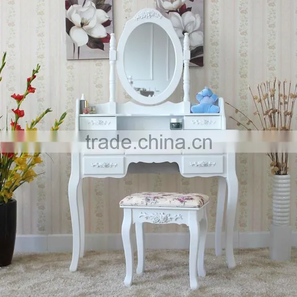 French Style Dressing Table /NEW WHITE DRESSING ROOM TABLE WITH MIRROR AND STOOL BEDROOM DESK HAIR MAKE UP photo-2