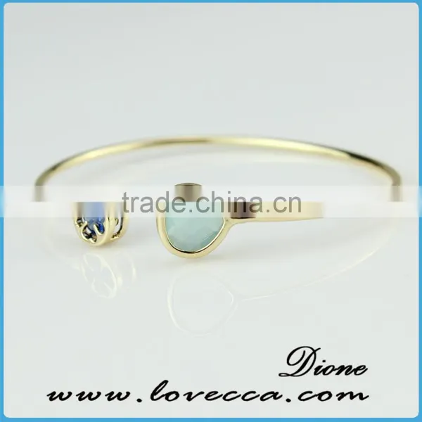 2017 Fashion Natural Brass Glass Stone Adjustable Wire Bracelet Bangle for Women photo-6