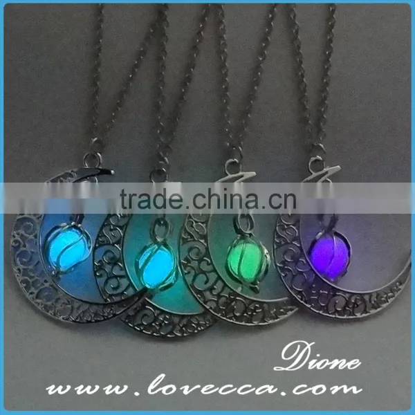Gift for Her Glow in the Dark Necklace,Lunar Moon Pendant,Crescent Moon Necklace photo-6