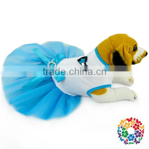 Bulk Cute Pet Lady Dog Clothes Safety Turquoise Chiffon Dress for Pet Dogs photo-2