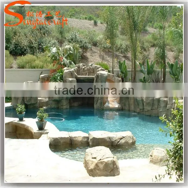 Latest Design Outdoor Fiberglass Rock Waterfall Pool Artificial Rock Waterfall Landscaping photo-2