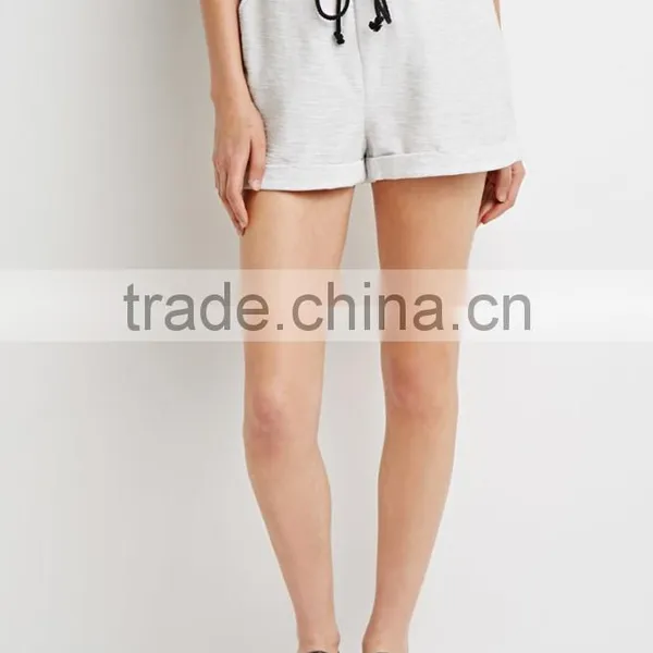 Custom Running Shorts 100% Cotton Colorblocked Drawstring Waist Reversed French Terry Wholesale Women Boy Shorts photo-4