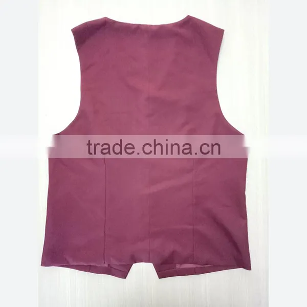 Customized Work Vest Burgundy Hotel Restaurant Waitress Uniforms photo-2