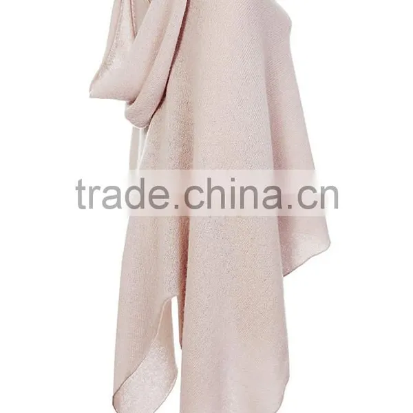 Pink Hooded Cashmere Knitted Shawl Poncho 2016 photo-4