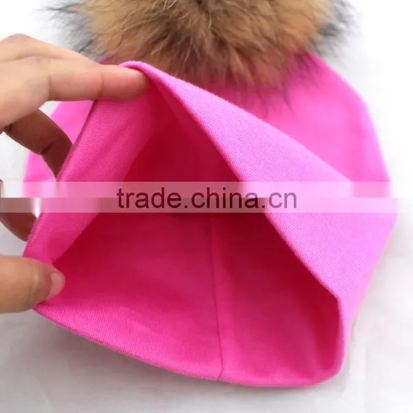 Myfur Spring Infantile Hot Selling Unisex Baby 100% Cotton Hat With a Fur Pom Pom Ball photo-4