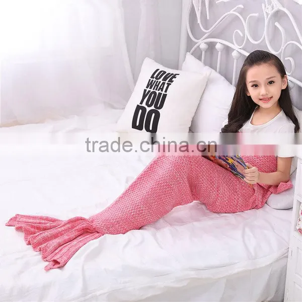 Spring Bedding Sofa Mermaid Blanket Wool Knitting Fish Style Little Tail Blankets Warm Sleeping Child Kids Princess Loves Gift photo-5