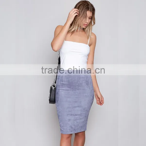 Lavender New Color Midi Suede Pencil Skirt Nice Fit Modern Simple Ladies Wear photo-2