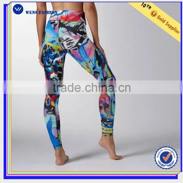 2017 New Deign High Waist Printing Yoga Sexy Tight Legging Women Sport Legging photo-2