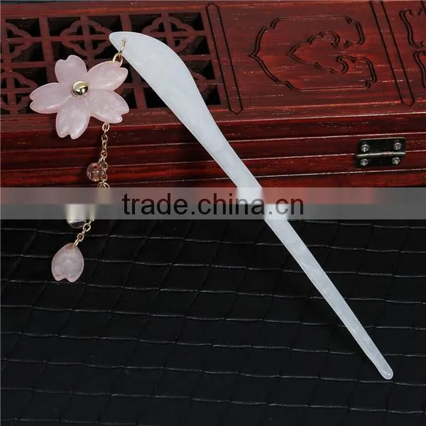 Resin Wedding Hairpins Light Pink White & Red Flower 13.8cm photo-2